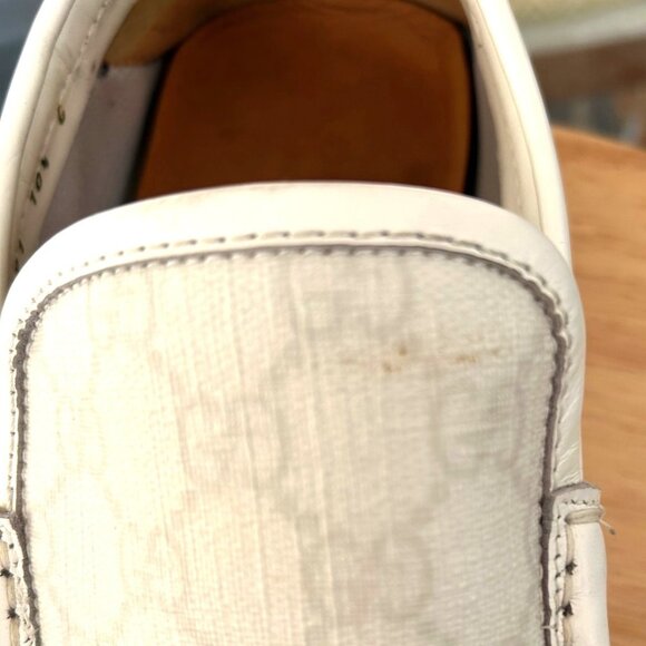 GUCCI White Leather GG Supreme Drivers Mens Loafers  Size 10.5 G / 11.5 US main image 8